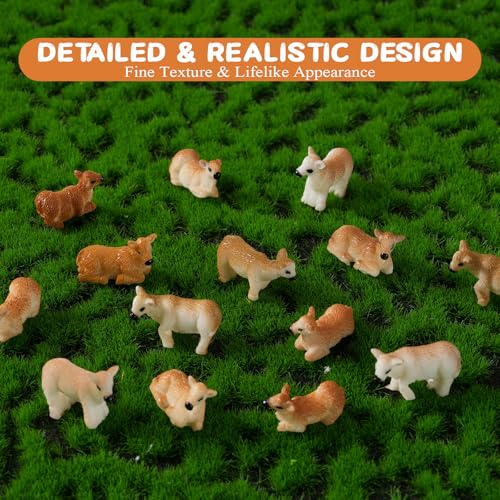 48 Pcs Mini Yellow Calf Figurines Set, Miniature Animal Figures with 4 Poses, Realistic Calf Resin Figurines for Micro Landscape, Fairy Garden Decor and DIY Crafts (Yellow Calf) - color: Yellow Calf