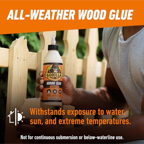 Gorilla Ultimate Waterproof Wood Glue, Natural Color, 18 oz, 2-Pack - size: 18oz, style: 2 Pack Bottle