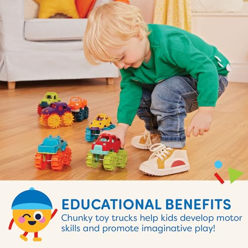 Battat Mini Monster Trucks, 6 Toy Trucks with Storage Bag, Vehicles - style: Monster Trucks