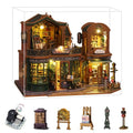 fifijoy DIY Dollhouse Miniature House Kit, Tiny House Kits Mini Doll House Model Building Sets, Wooden Miniature Kits for Adults (Magic Book City) - color: Magic Book City