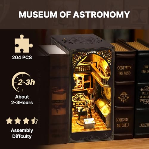 Book Nook Kits for Adults, Astronomy Museum DIY Miniature House Kit - Book Nook Shelf Insert Decoration, The Tiny House for Home Decor Gift.(Astronomy Museum) - color: Astronomy Museum