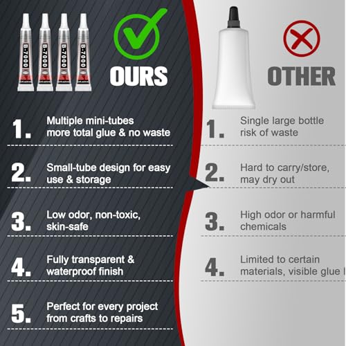 INSOIA Bedazzling Glue B7000 Clear, 8 x 15ml Precision Tip - size: 15Grams * 8 Pack