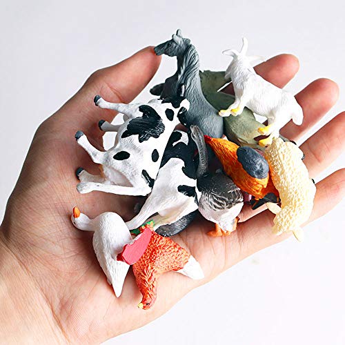 SIENON 12Pcs Mini Realistic Farm Animals Figures Toys for Kids - size: 12 Pieces Miniature Farm Animals