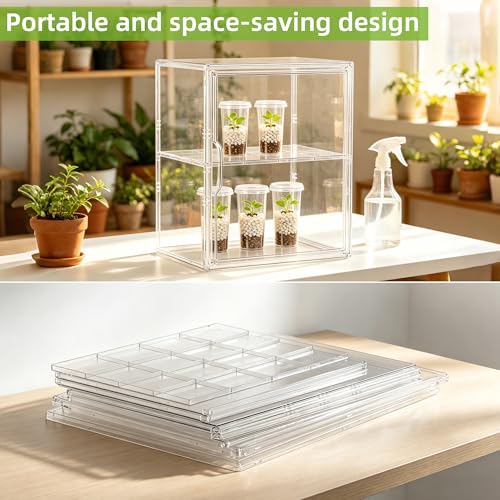 Mini Greenhouse Indoor with Magnetic Door, L-2tier-1pcs - size: L-2tier