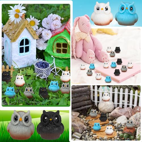 Weysat 60 Pcs Mini Resin Owls Miniature Figurines Tiny Resin Owls