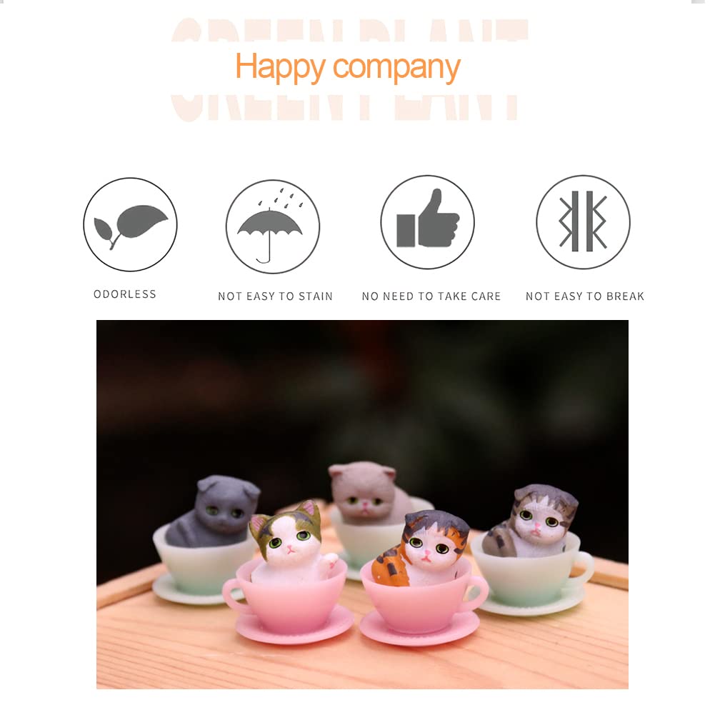 8 Pcs Cat Dog Figurines Playset Realistic Detailed Plastic Puppy Kitten Figures Coffeecup Pets for Cake Toppers Christmas Birthday Gift Dollhouse Micro Landscape Craft Ornament - style: 8PcsTeacupcat
