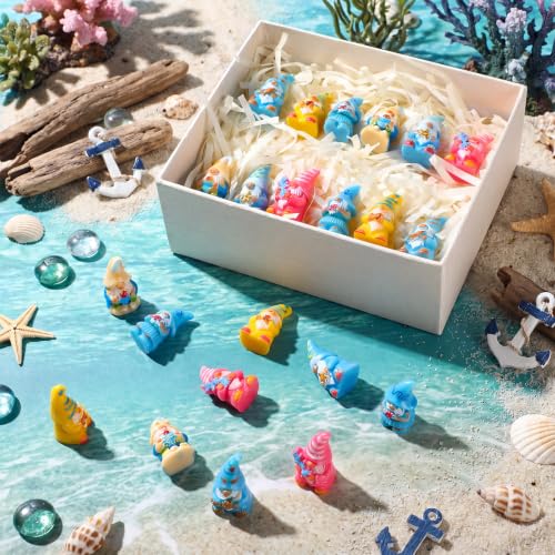 Yaomiao 60 Pcs Mini Summer Ocean Gnomes Figurines Bulk Resin Gnomes Statues - style: Summer Ocean