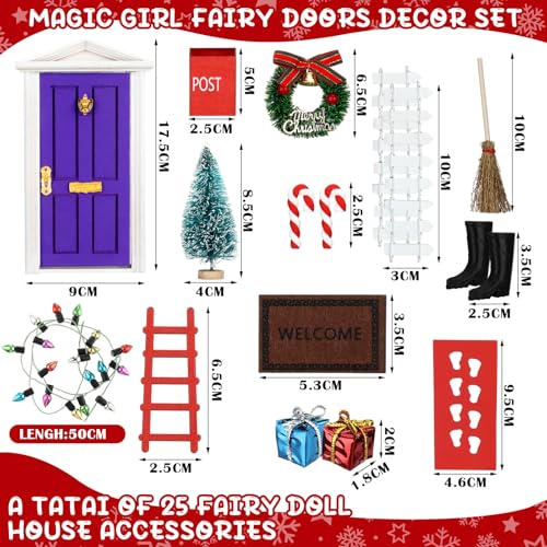 Hungdao 20 Pcs Christmas Fairy Door Wooden Miniature Decor, Purple - color: Purple