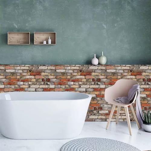 16 PCS Miniature Mini House Floor Tiles Self Adhesive Floor Tiles Faux 3D Brick Wall Paper Sticker for Mini House Decoration, 3.94 Inch, Red Brick B - color: Red Brick B