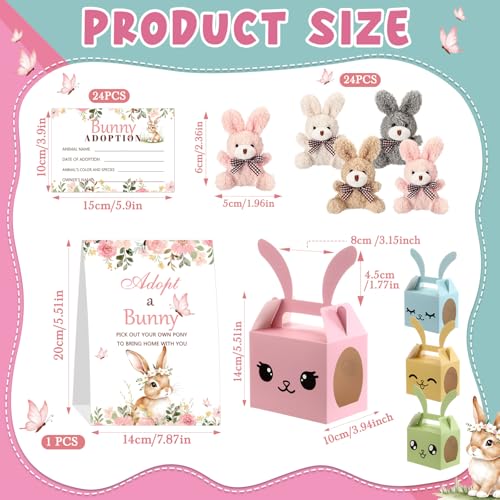 Blueweenly 73 Pcs Adopt a Bunny Party Favors Set Mini Plush Rabbit Toys - style: Bunny
