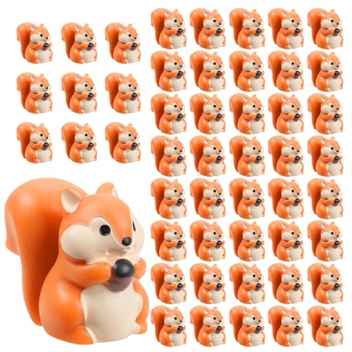50 Pcs Mini Squirrel Figurines, 2.1 x 1.4cm Resin Squirrel Decor Bulk - style: 50 Pcs Classic