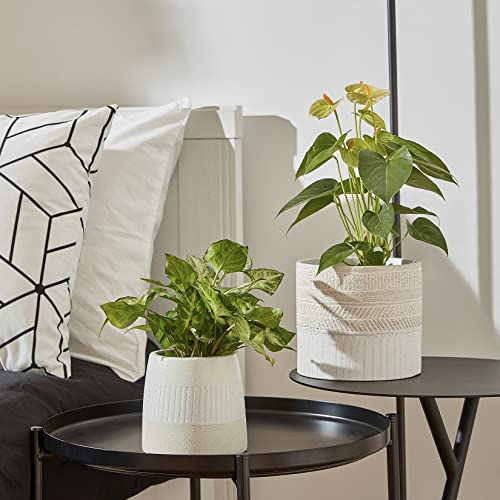 LA JOLIE MUSE Ceramic Plant Pots, Flower Pots for Indoor Plants, Set of 2 - color: Beige & White