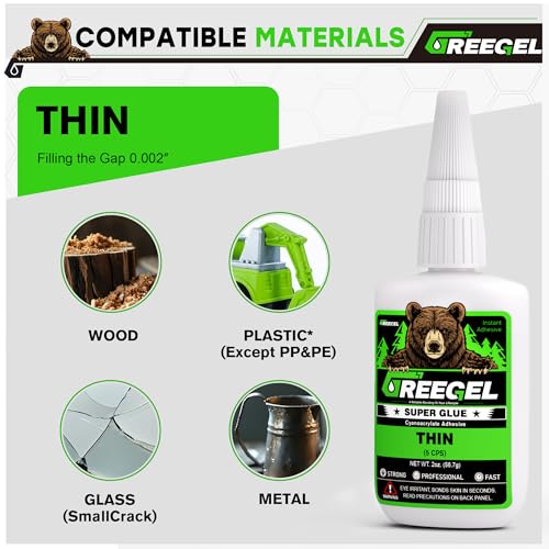 Thin Liquid Super Glue 4 oz + 3g Gel Glue for Woodworking, Clear CA - color: Thin Viscosity, size: 4 oz