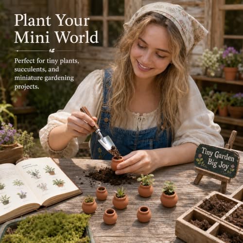 Hiawbon 8 Pcs Miniature Clay Pots Mini Terracotta Pots