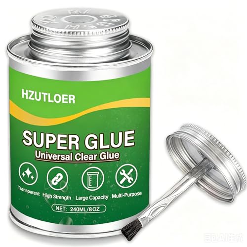 Super Glue,Clear Glue with Brush,All Purpose Strong Adhesive,Instant Superglue Multi-Purpose Glue for Wood,Ceramic,Leather,Plastic,Glass,Metal,Rubber,DIY Crafts