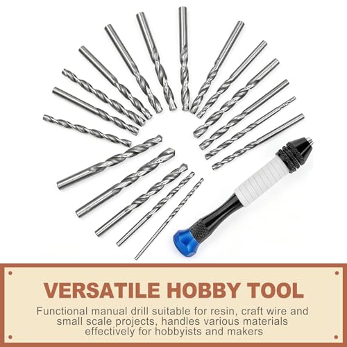 QivaZira 26 Pcs Precision Pin Vise Hand Drill Set Mini Micro Manual Rotary Tools with Twist Drill Bits for Resin Molds Plastic Wood DIY Craft Hobby Model Building Woodworking Accessory Kit