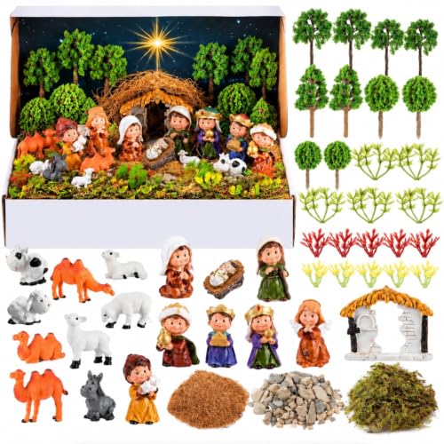 Teyva Daily 48 Pcs Christmas Nativity Scene Set Nativity Scene Diorama Kit - color: Christian