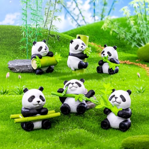 8 Mini Resin Panda Figurines for Garden, Planter and Cake Decor - style: 8PCS mini panda