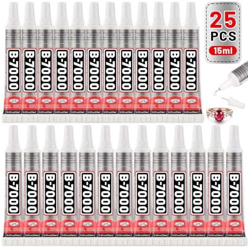 25 Tube 15ML B7000 Glue Clear with Precision Tip, Bulk B-7000 Craft Glue Rhinestone Bedazzling Glue Super Adhesive for DIY Jewelry Making Nail Art Fabric Shoes Phone Repair - color: 25x15 ML/ 0.5 oz