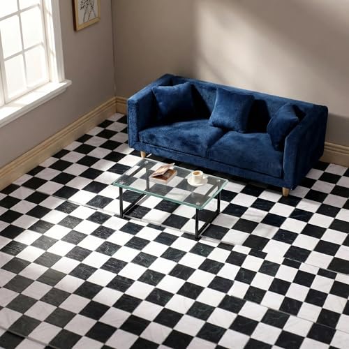 Toyvian 27 Pcs Dollhouse Miniature Flooring Tiles, 1:12 Scale Wooden Floor Boards - Black & White Checkered Design - Mini Dollhouse Furniture Accessories for Kids DIY Crafts - size: 3x3cm