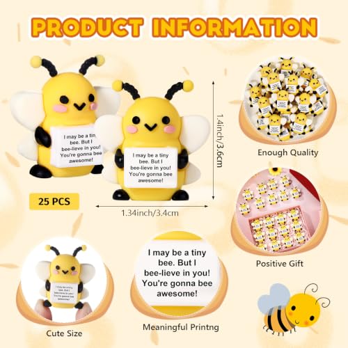 Gejoy 25 Pcs Mini Rubber Bee Toys Positive Mini Bees Figures - style: Bee
