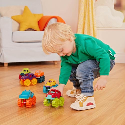 Battat Mini Monster Trucks, 6 Toy Trucks with Storage Bag, Vehicles - style: Monster Trucks