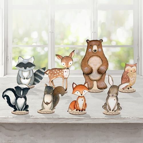 Back40Life Forest Critters Painted Wooden Animal Cutout Shapes (Medium + Stands (Bundle of 8)) - size: Medium + Stands (bundle of 8)
