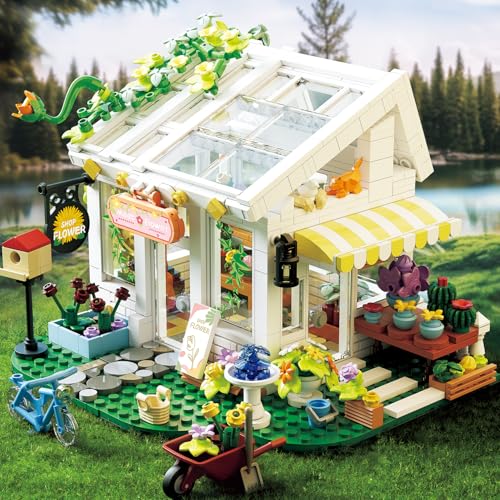 Chodia Flower House Building Block Set, Botanical Garden Greenhouse Toys Kits with LED Light Birthday Decoration for Adults, Women, Teens, Old Kids Girls 6+, 8-12, 8-14 (832 PCS)