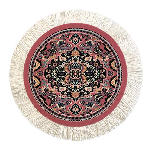 Set of 4 Round Dollhouse Rugs – Miniature Carpet Accessories for Doll Houses, 5 Inch Diameter Floor Décor, Oriental Style