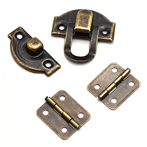 2 Sets mini Bronze Antique Hasp Latch Buckle Kit