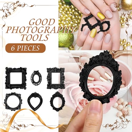 Remerry 12 Pcs Mini Picture Frames Vintage Resin Antique DIY Frame,Black - color: Black