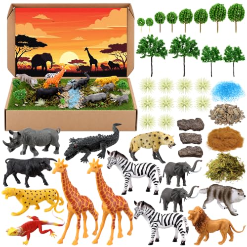 Teyva Daily 48 Pcs Grassland Diorama Kit Habitat Project Box Set Grassland - color: Grassland