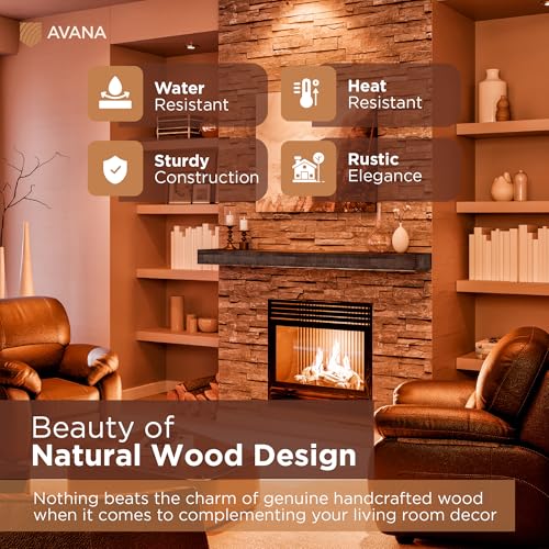 Avana Floating Fireplace Mantel - Handcrafted Wood, 72 Inches x 8 x 3, Gray Finish - Shelves for Over Fireplace - color: Grey, size: 72 X 8 X 3