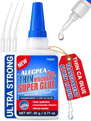 ALECPEA Thin CA Glue 20g, Cyanoacrylate Super Glue with 3 Droppers - color: Super Glue