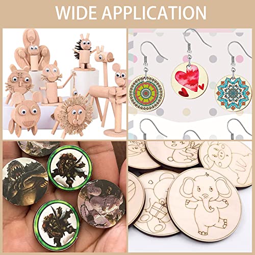 300 Pieces 2 Inch Unfinished Round Wood Slices Rounds Wooden Discs Wood Circles for Crafts Wood Blanks Round Cutouts Ornaments Slices for DIY Art Crafts Christmas Decorations - size: 2 Inch