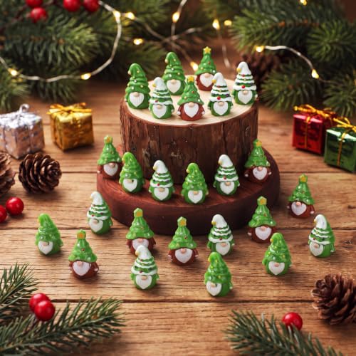 Yaomiao 60 Pcs Mini Christmas Tree Gnomes Figurines Bulk Resin Gnome Statue - style: Christmas Colorful Beads