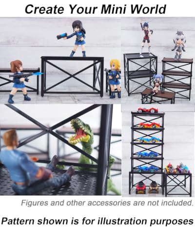 Japanese Miniature 2 pack Stackable Storage Rack, Scale Industrial Display Rack for anime figure Display and Mini Car Storage, Diorama Accessory, Made in Japan