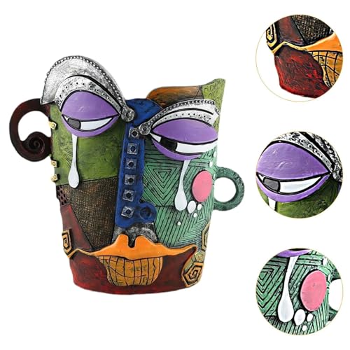 Picasso Abstract Resin Flower Pots Colorful Unique Face Planters Pots Head - color: Tearful Face