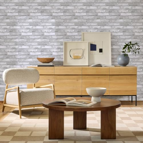 COMSTICKC 3D Peel and Stick Faux Brick Wall Panels for Quick DIY Wall Decor - color: Grey-White