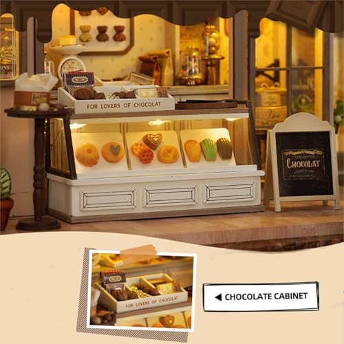 MAGQOO DIY Miniature Dollhouse Kit with Furniture Creative Room Mini Wooden Doll House Accessories DIY Miniature House Kit (Leisurely Joy Bakery) - color: Leisurely Bakery