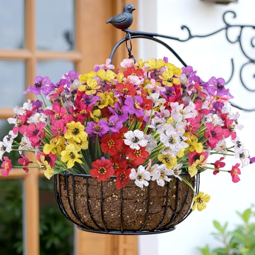 Bassion 24 Bundles Artificial Flowers for Outdoors Decorations, Mixed - color: Mix Color