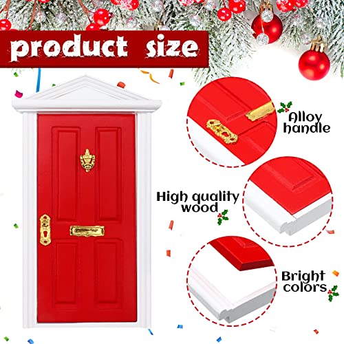 Hungdao 20 Pcs Christmas Fairy Door Wooden Miniature Decor, Red - color: Red