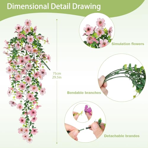 Artificial Hanging Flowers for Outdoors UV Resistant Summer Decor - color: Multicolorsb