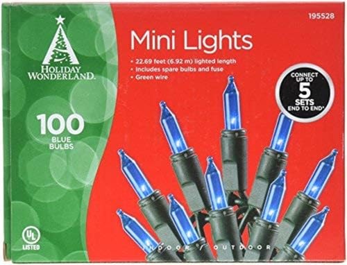 Holiday Wonderland 100 Count Blue String to String Miniature Christmas Light Sets - Pack of (1)