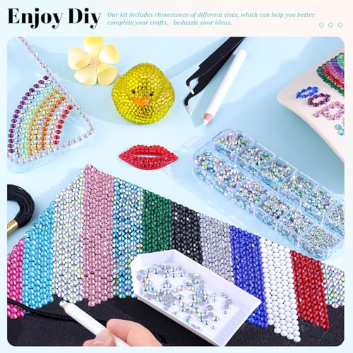 6100Pcs Jelly Resin Rhinestones for Crafting with 2Pcs 10ml B7000 Jewelry Glue, 1 Box Flatback Crystals Diamond (Clear AB) for Bedazzling Crafts DIY Nail Art Non Hotfix Gems for Clothing Shoes - color: AB, size: 1 Small Pack + 2Pc Glue