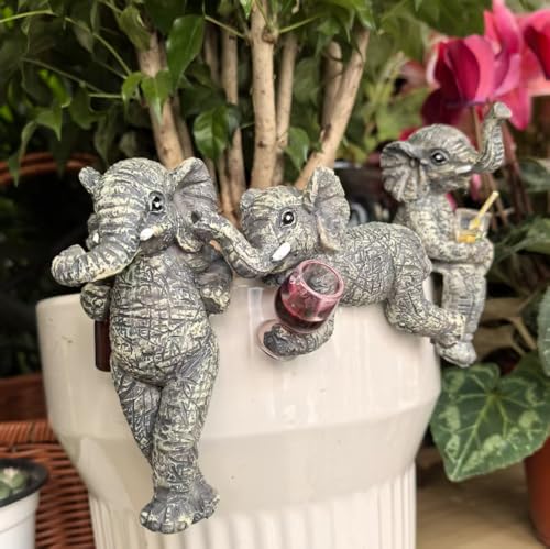 3-piece Fairy Garden Gnome Set, Beer-Drinking Gnome Resin Statue, Outdoor Decorative Item (Gray) - color: Gray