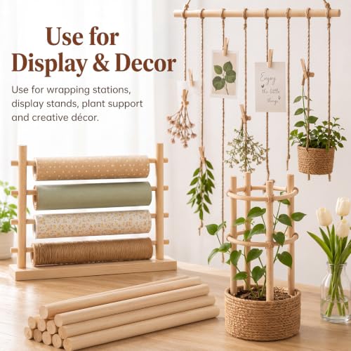 SiliFine 30 Pcs Round Wood Dowel Rods, 3/4 x 36 Natural Pine Wood Stick