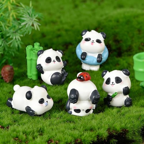14PCS Mini Resin Panda Figurines Cute Miniature Panda Figurines for Fridge Magnets, DIY Crafts, Cake Decorating, Planter Accents, Panda Party Favors, and Home Display - style: 19PCS Resin Panda