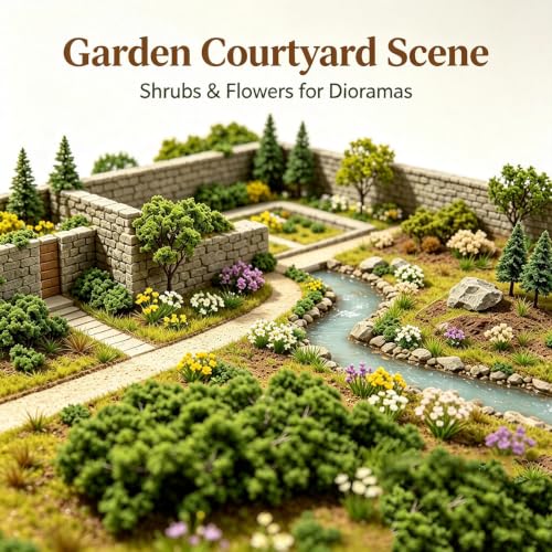 126 Pcs Static Grass Tufts&Flowers DIY Miniature Shrubs Bushes
