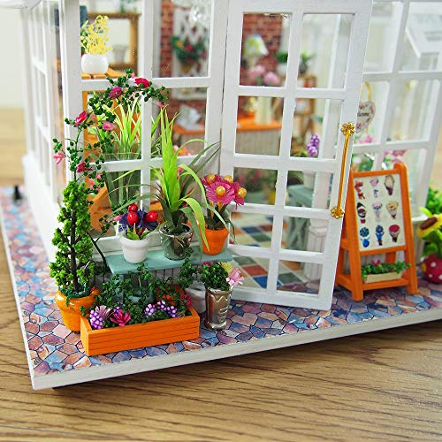 GuDoQi DIY Miniature Dollhouse Kit, Tiny House kit with Music, Miniature House Kit 1:24 Scale, Great Handmade Crafts Gift for Birthday Christmas, Beautiful Flower Shop - color: Beautiful Flower Shop